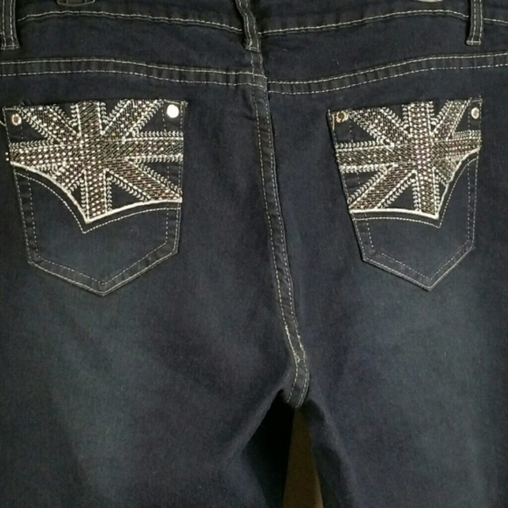 SALE! SOFIA dark wash jeans embellished union jack pockets 16